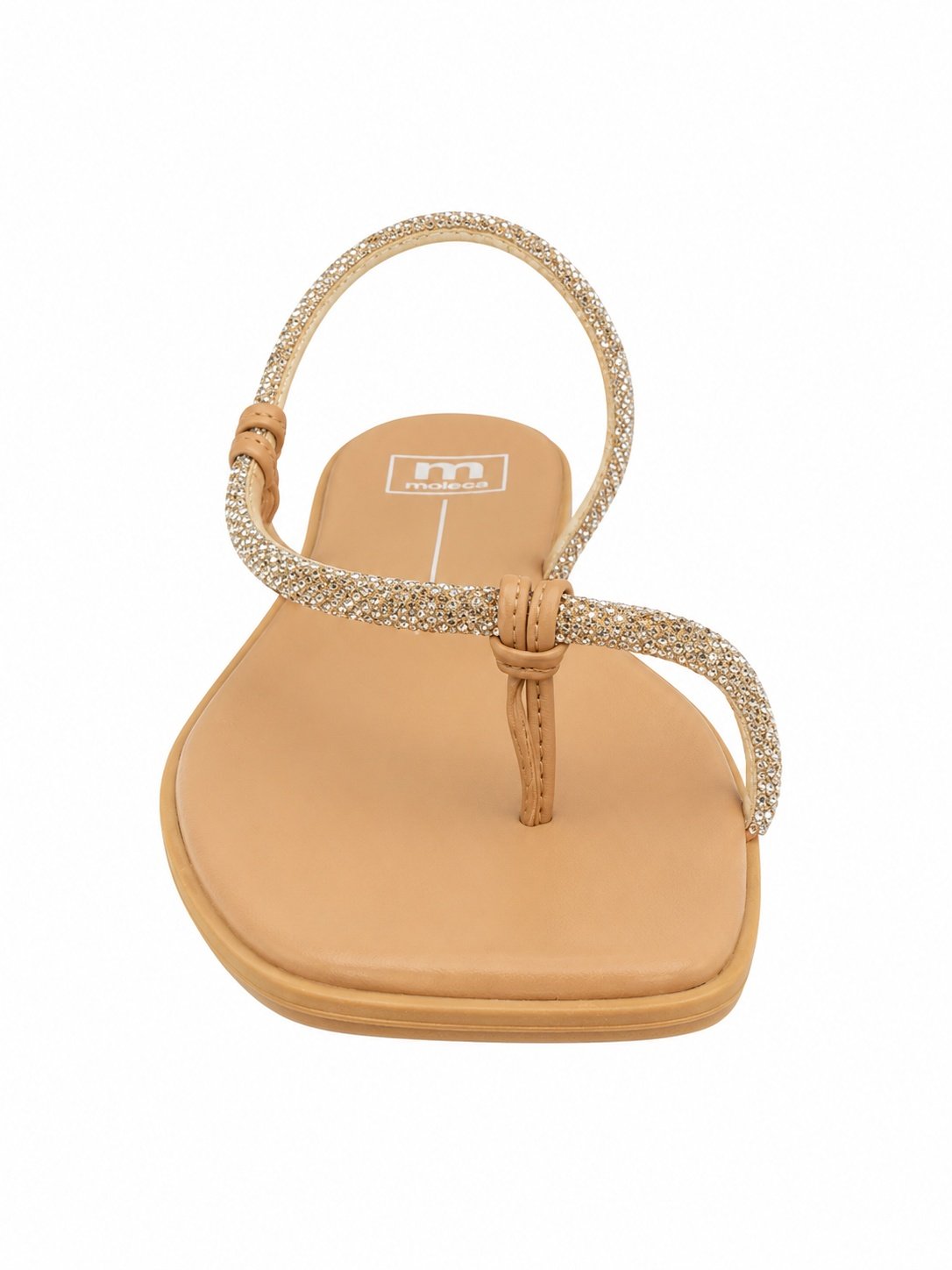 Sandalia Moleca Rasteira Feminina Ouro Rosado Strass Tiras Dourado/Bege 2