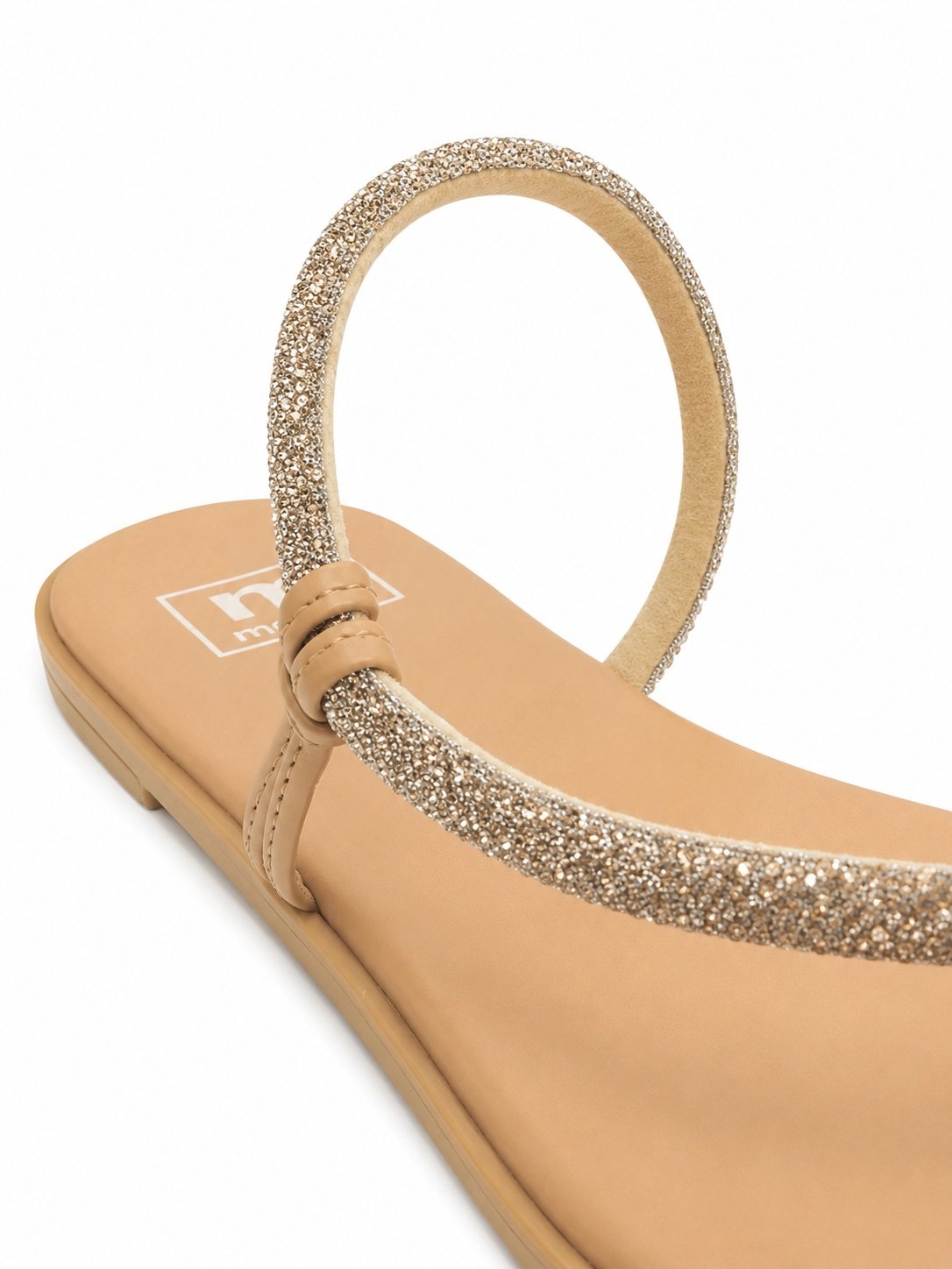 Sandalia Moleca Rasteira Feminina Ouro Rosado Strass Tiras Dourado/Bege 3