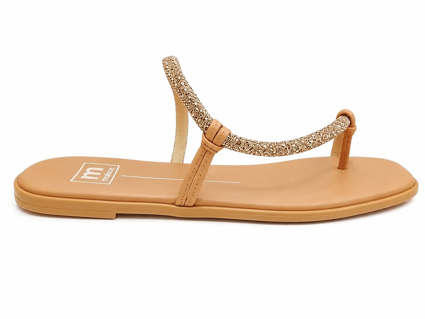 Sandalia Moleca Rasteira Feminina Ouro Rosado Strass Tiras Dourado/Bege 5