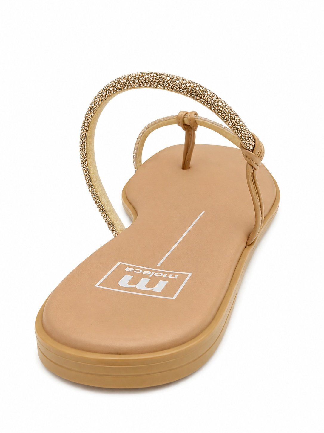 Sandalia Moleca Rasteira Feminina Ouro Rosado Strass Tiras Dourado/Bege 6