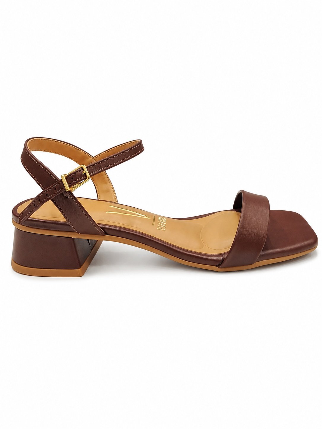 Vizzano Sandalia Salto Bloco Chocolate Bico Quadrado Marrom 2