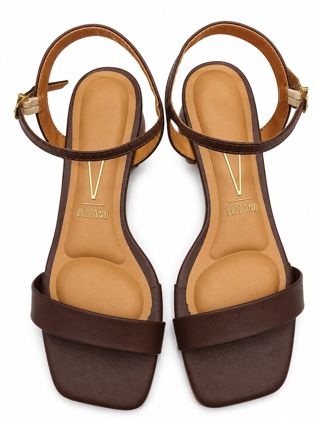 Vizzano Sandalia Salto Bloco Chocolate Bico Quadrado Marrom 4