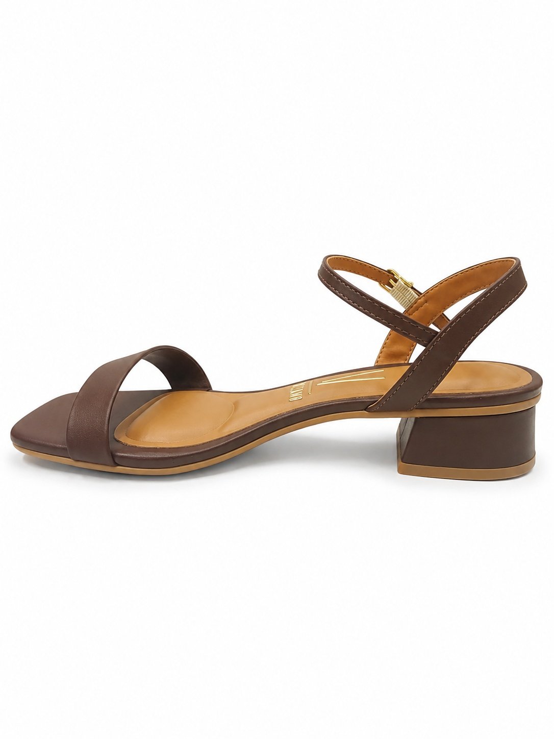 Vizzano Sandalia Salto Bloco Chocolate Bico Quadrado Marrom 5