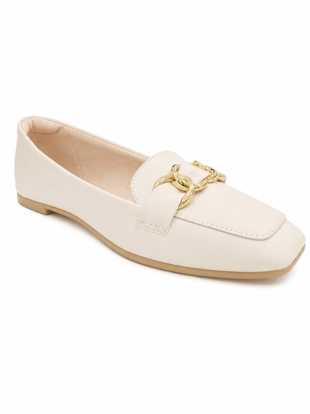 Sapatilha Moleca Feminina Branco Off Corrente Dourada Casual