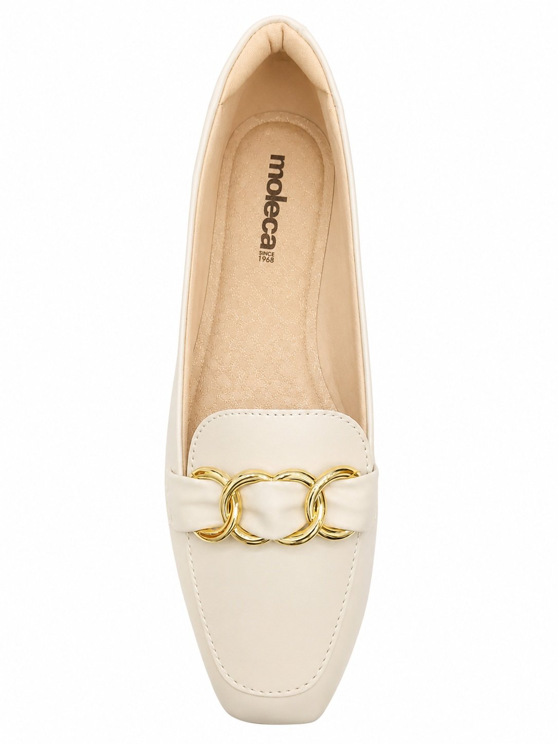 Sapatilha Moleca Feminina Branco Off Corrente Dourada Casual Branco 4