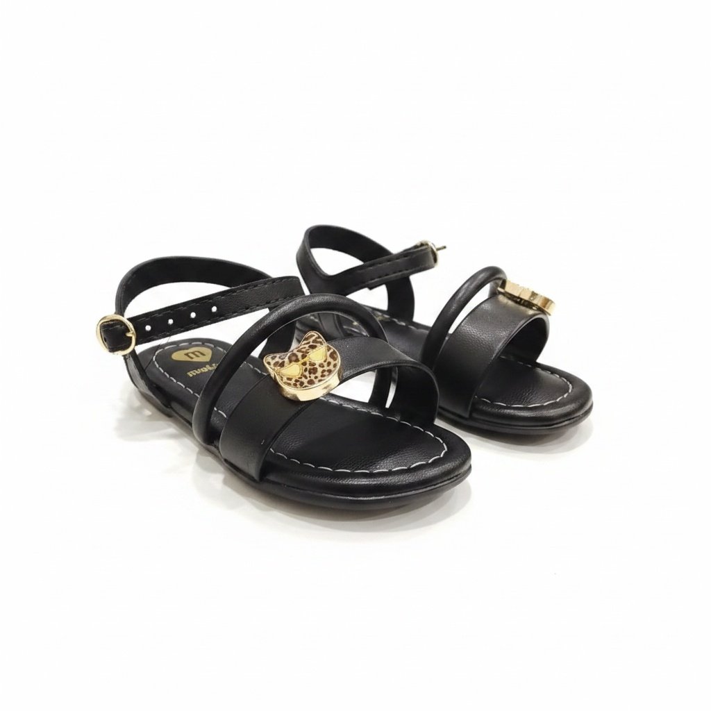 Sandalia Preta Molekinha Infantil Meninas Versatil Leveza Preto 3