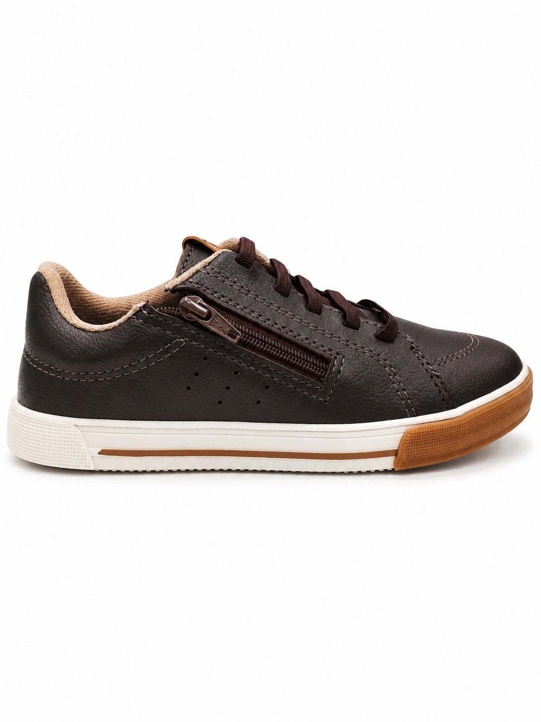 Tenis Casual Molekinho Cafe Meninos 2400364 Calce Facil Marrom 2