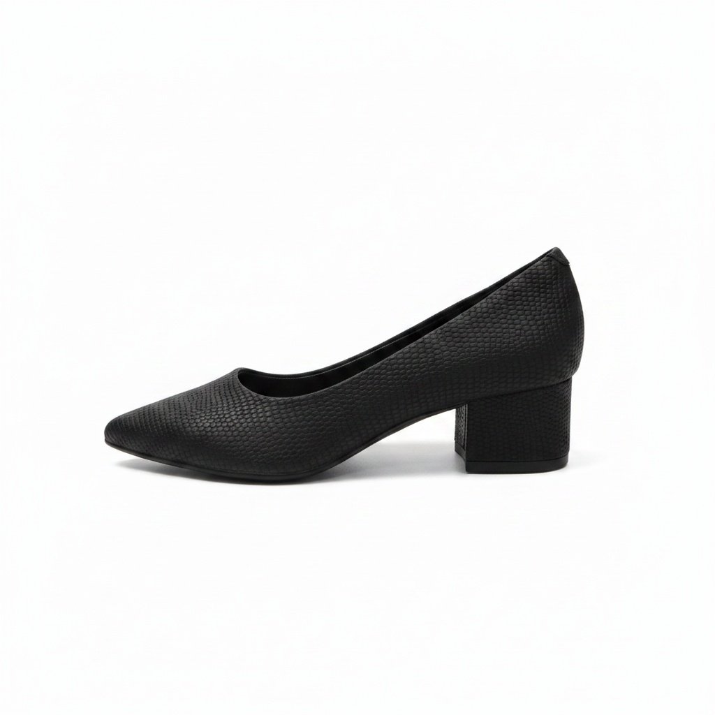 Sapato Beira Rio Nobuck Iguana Preto Elegancia Texturizada Preto 3