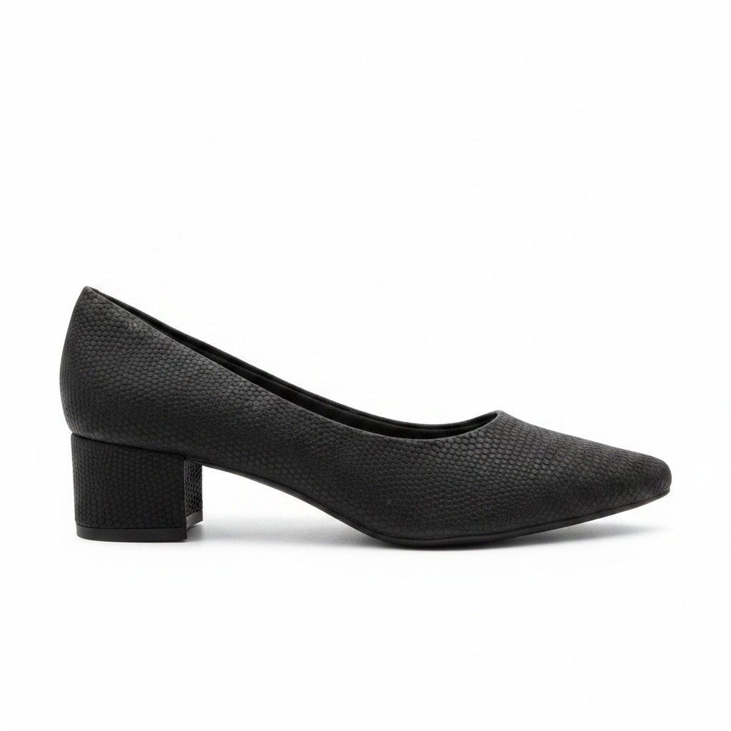 Sapato Beira Rio Nobuck Iguana Preto Elegancia Texturizada Preto 5
