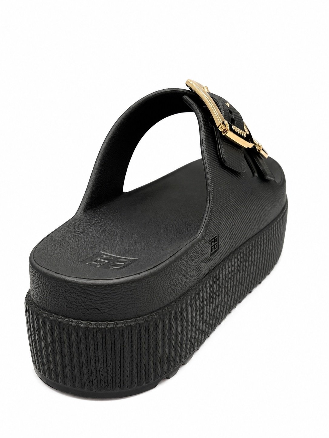 Tamanco Zaxy Feminino Plataforma Preto Ouro Metalizadas Preto/Dourado 6