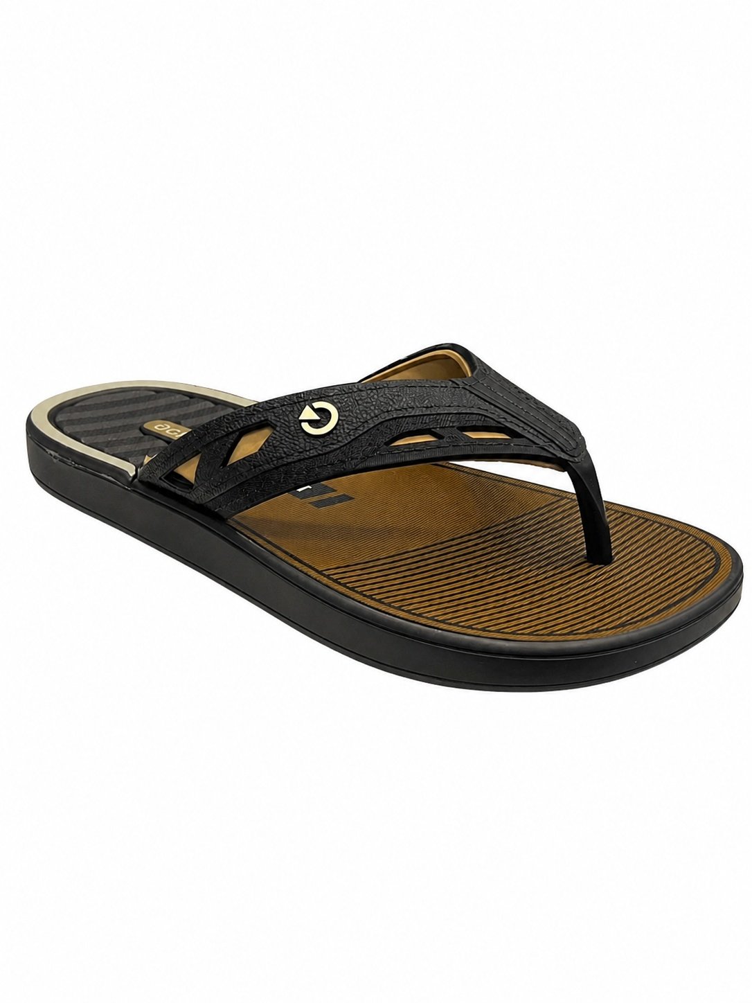 Chinelo Cartago Masculino Preto Dourado Casual Confortavel