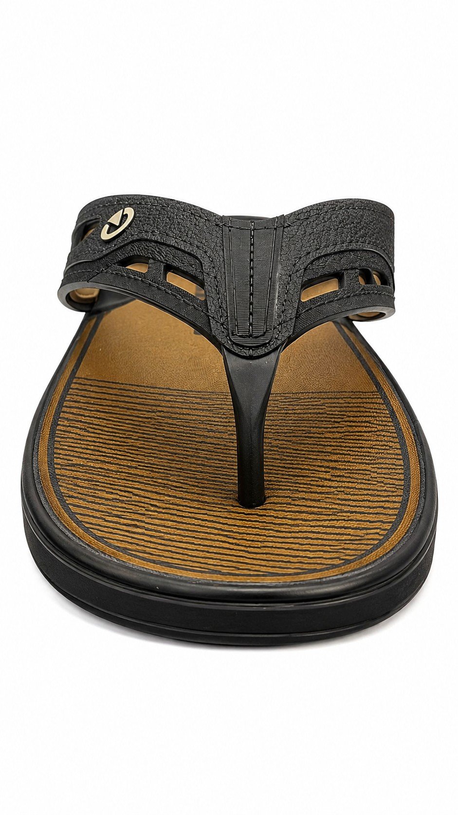 Chinelo Cartago Masculino Preto Dourado Casual Confortavel Preto/Bege 3