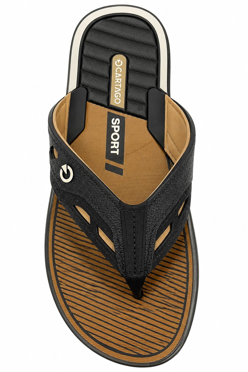 Chinelo Cartago Masculino Preto Dourado Casual Confortavel Preto/Bege 4
