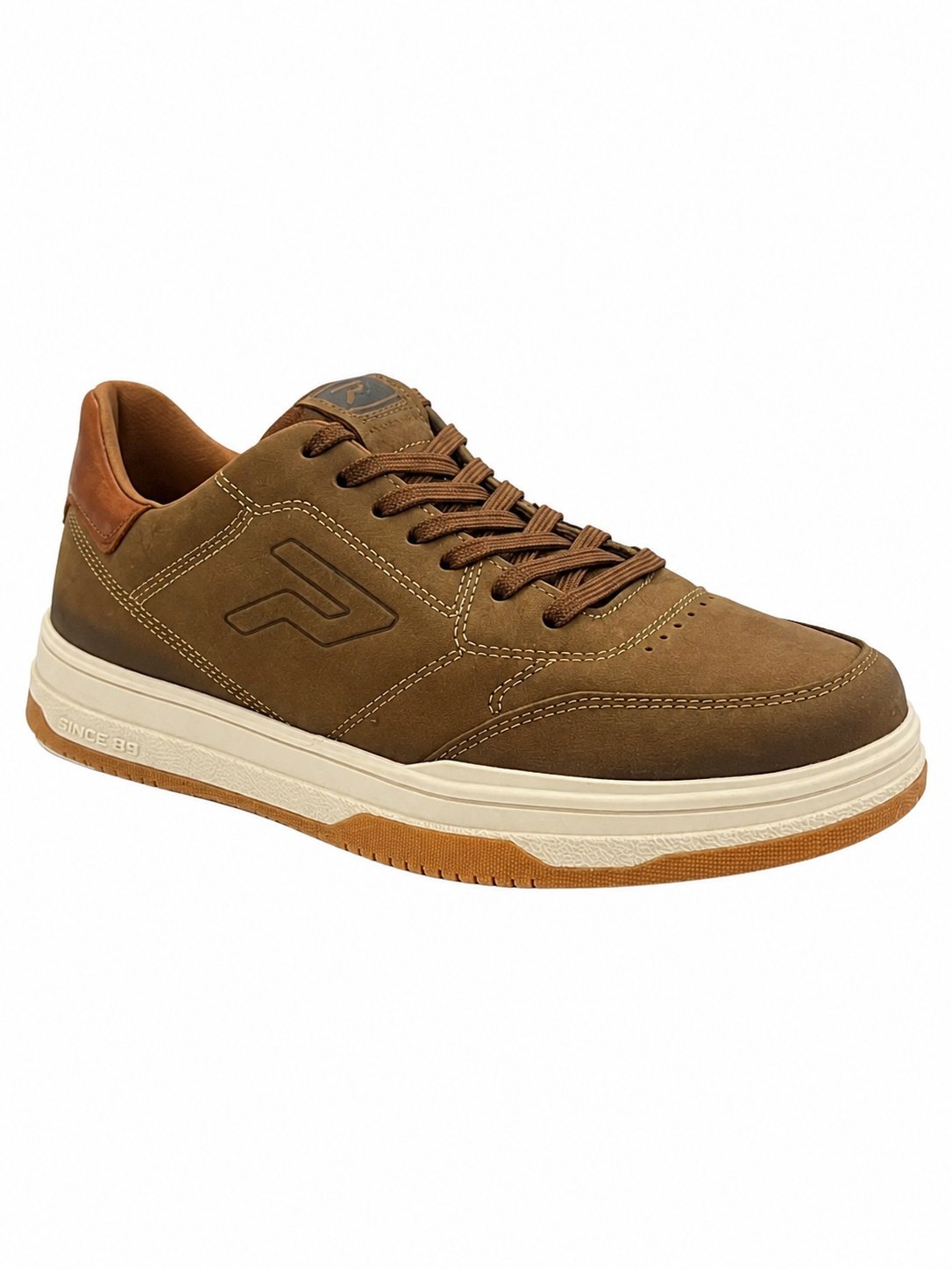 Tenis Masculino Pegada Conhaque Urbano Couro Casual