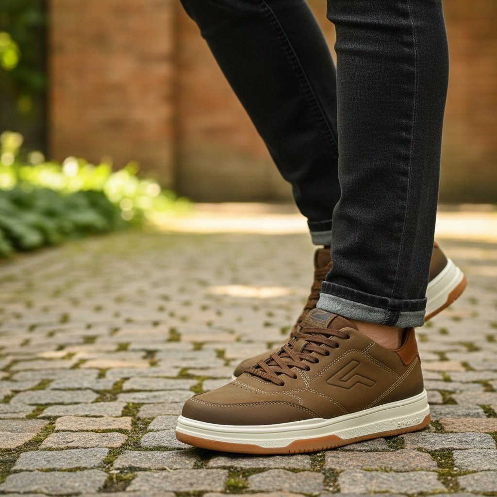 Tenis Masculino Pegada Conhaque Urbano Couro Casual Marrom 3