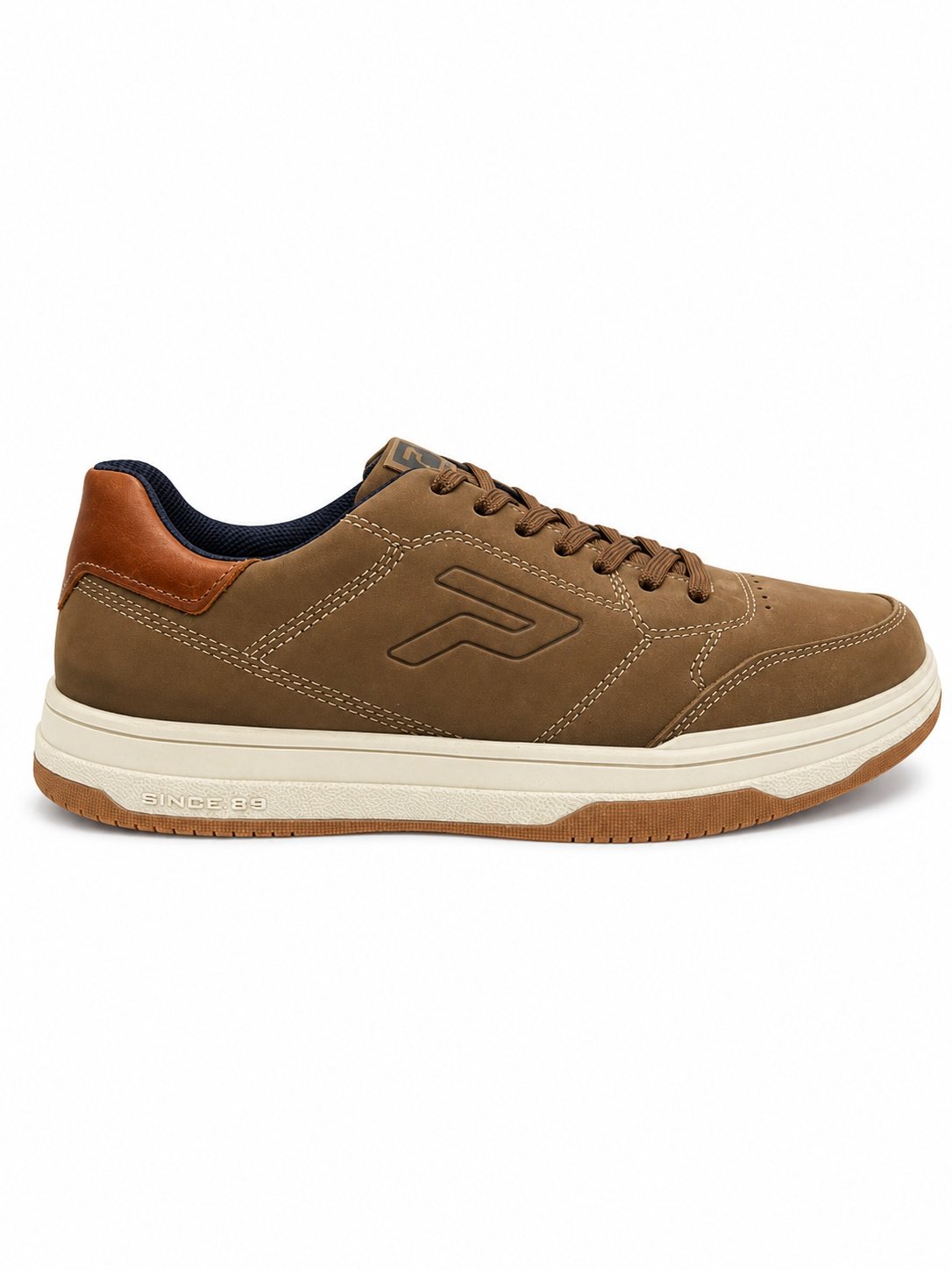 Tenis Masculino Pegada Conhaque Urbano Couro Casual Marrom 5