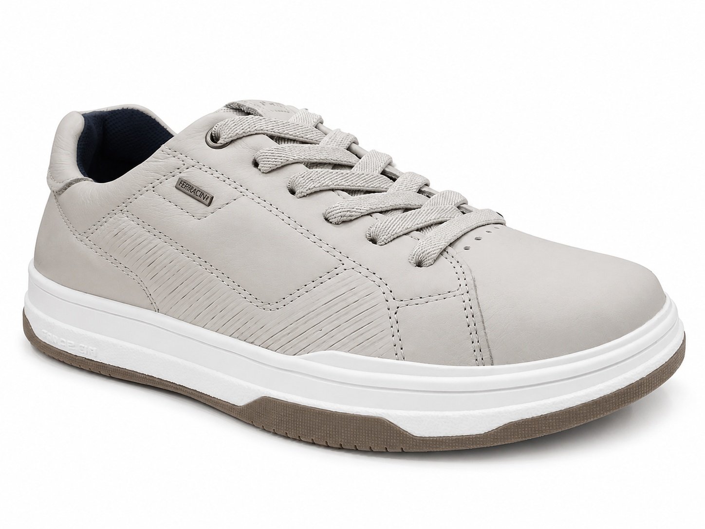 Tenis Pegada Couro Masculino Cinza Alta Qualidade Casual