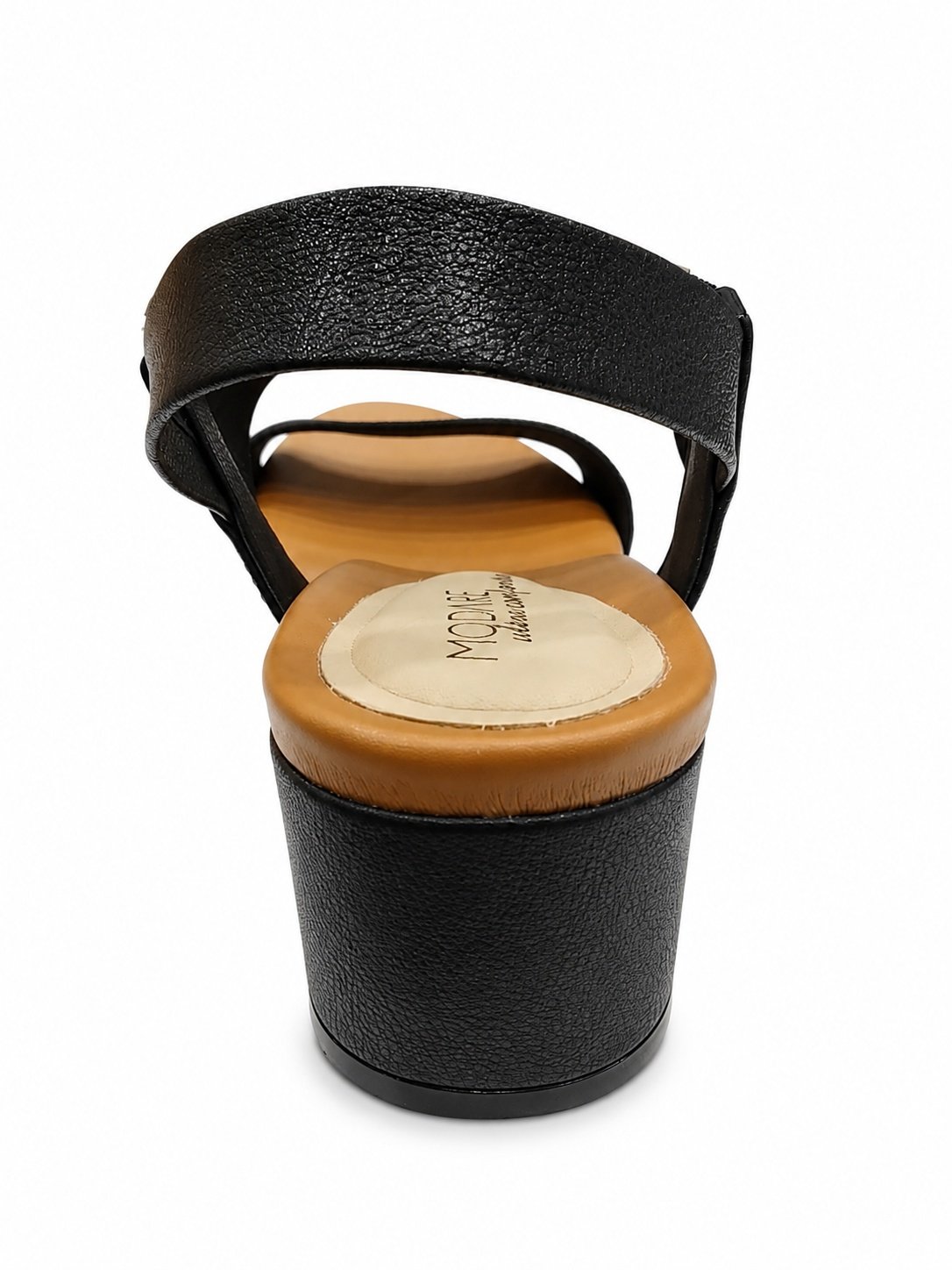 Sandalia Modare Feminina Preta Salto Bloco Tiras Elastico Preto/Bege 6