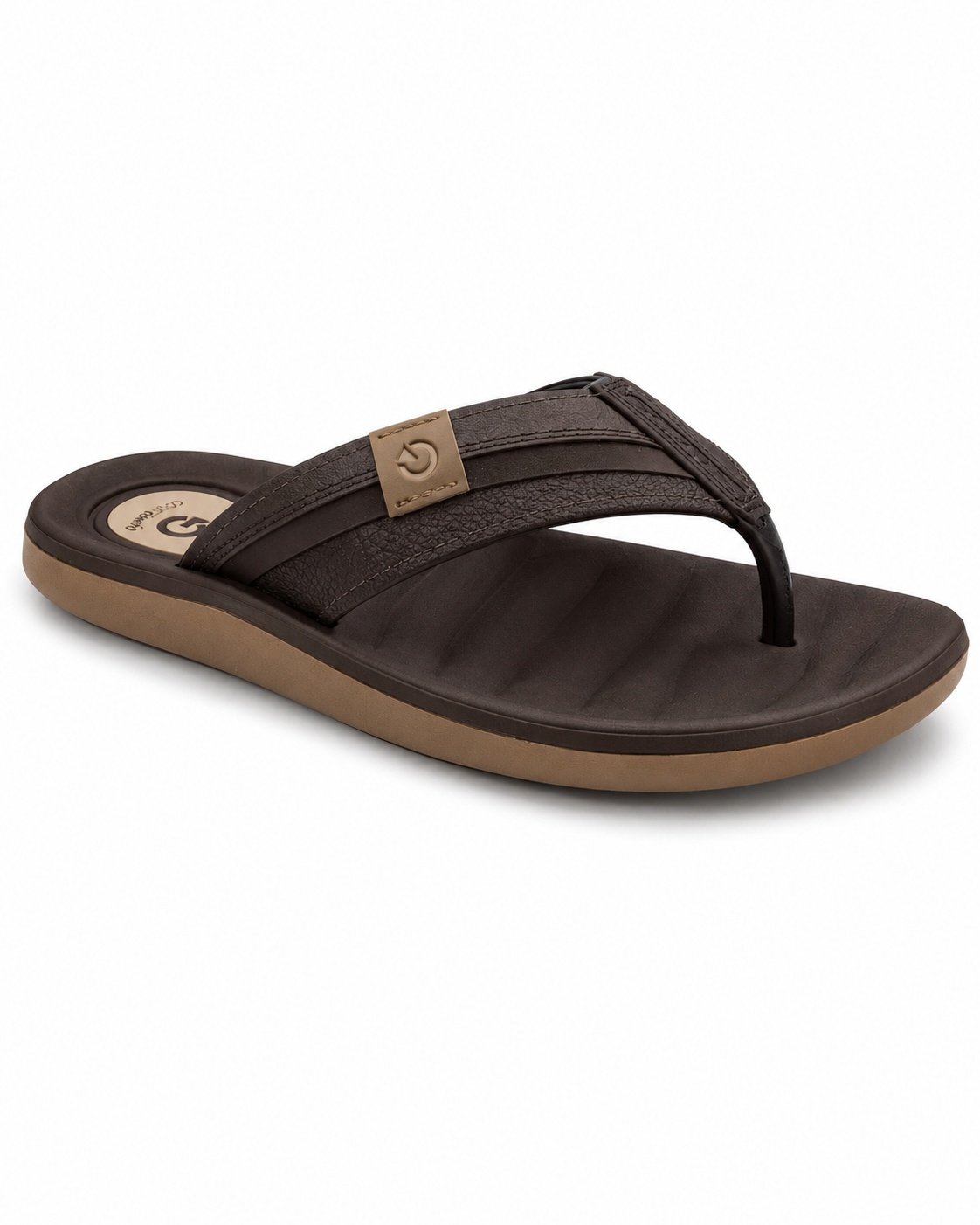 Chinelo Cartago Masculino Dedo Marrom Bege Antiderrapante