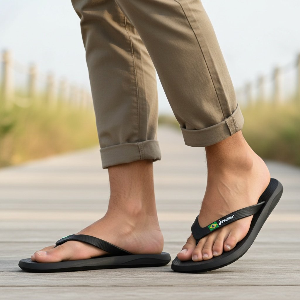 Chinelo Rider R1 Brasil Masculino Preto Casual Confortavel Preto 3