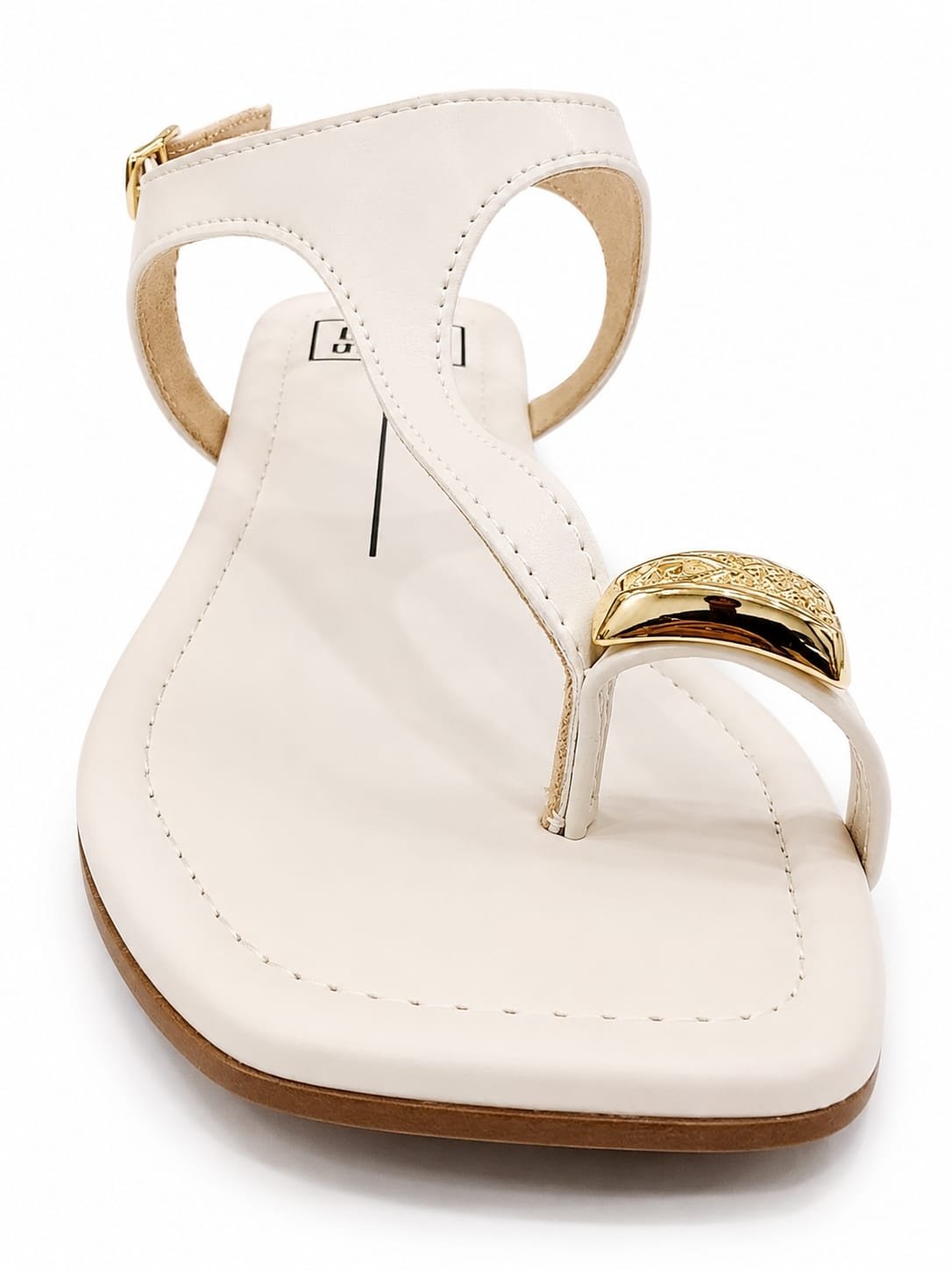 Sandalia Moleca Branco Off Bico Quadrado Toque Dourado Branco 5