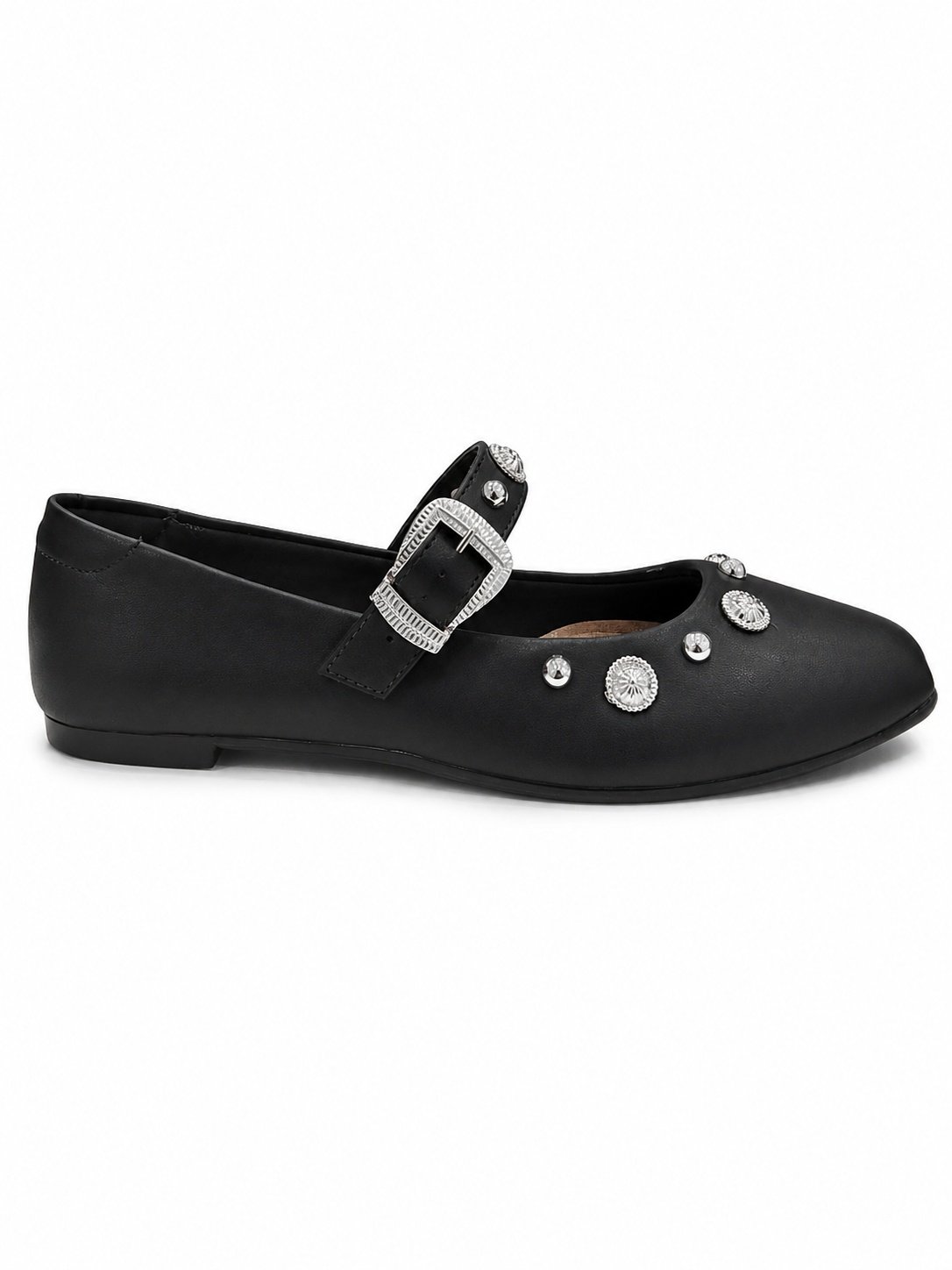Sapatilha Moleca Preto Fivela Strass Bico Redondo Preto 3