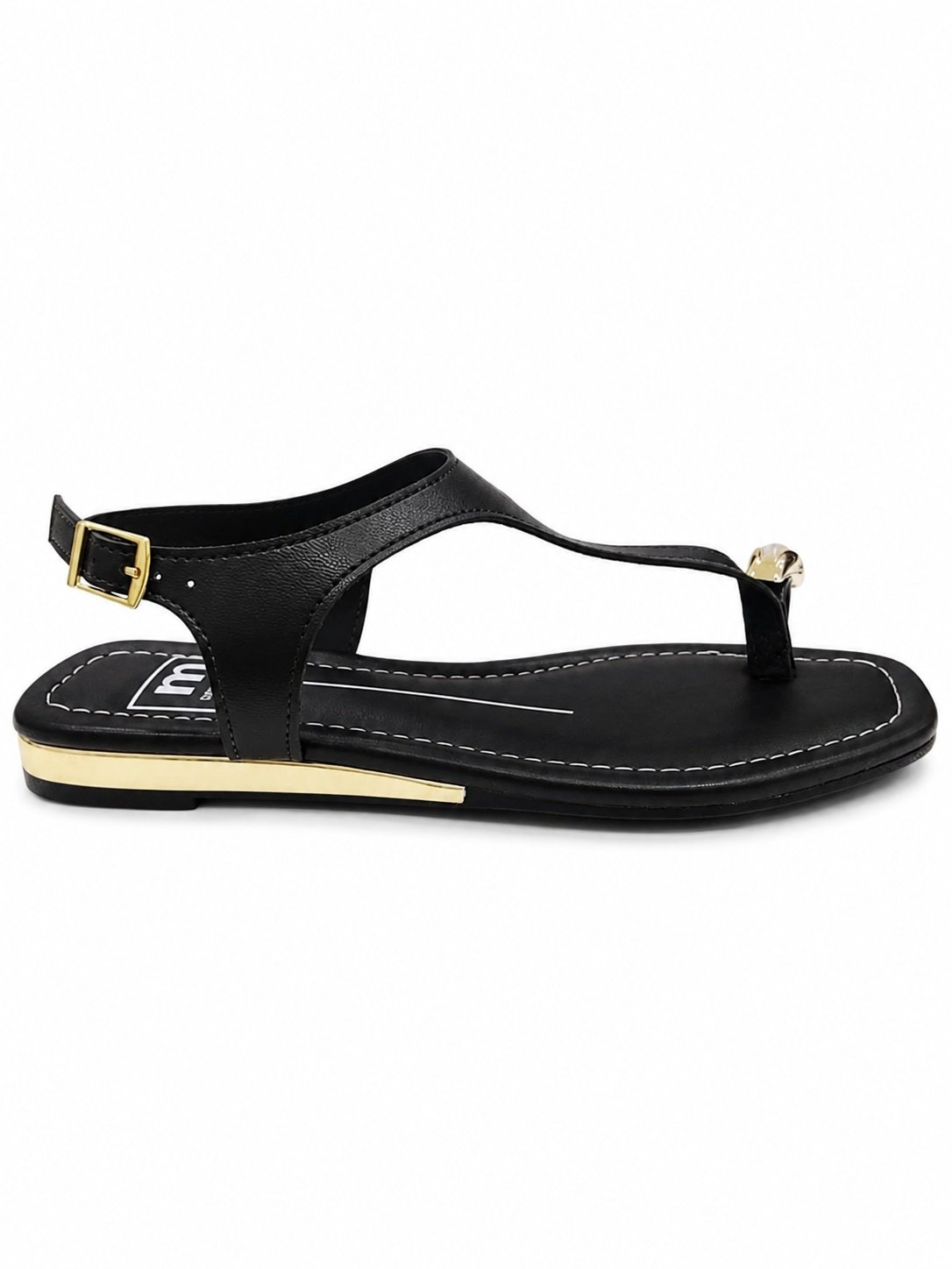 Sandalia Moleca Preta Bico Quadrado Versatil Estilo Urbano Preto 4