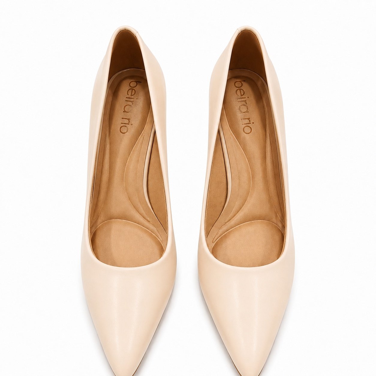 Scarpin Beira Rio Creme Salto Bloco Feminino Estilo Moderno Bege 2
