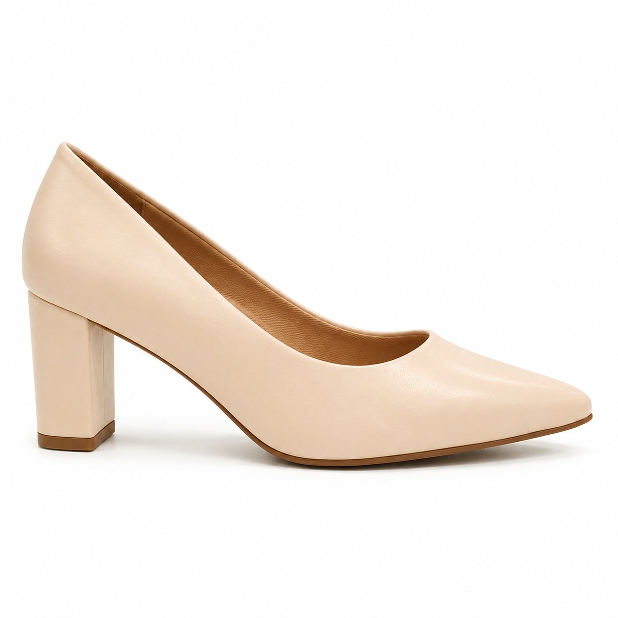 Scarpin Beira Rio Creme Salto Bloco Feminino Estilo Moderno Bege 4