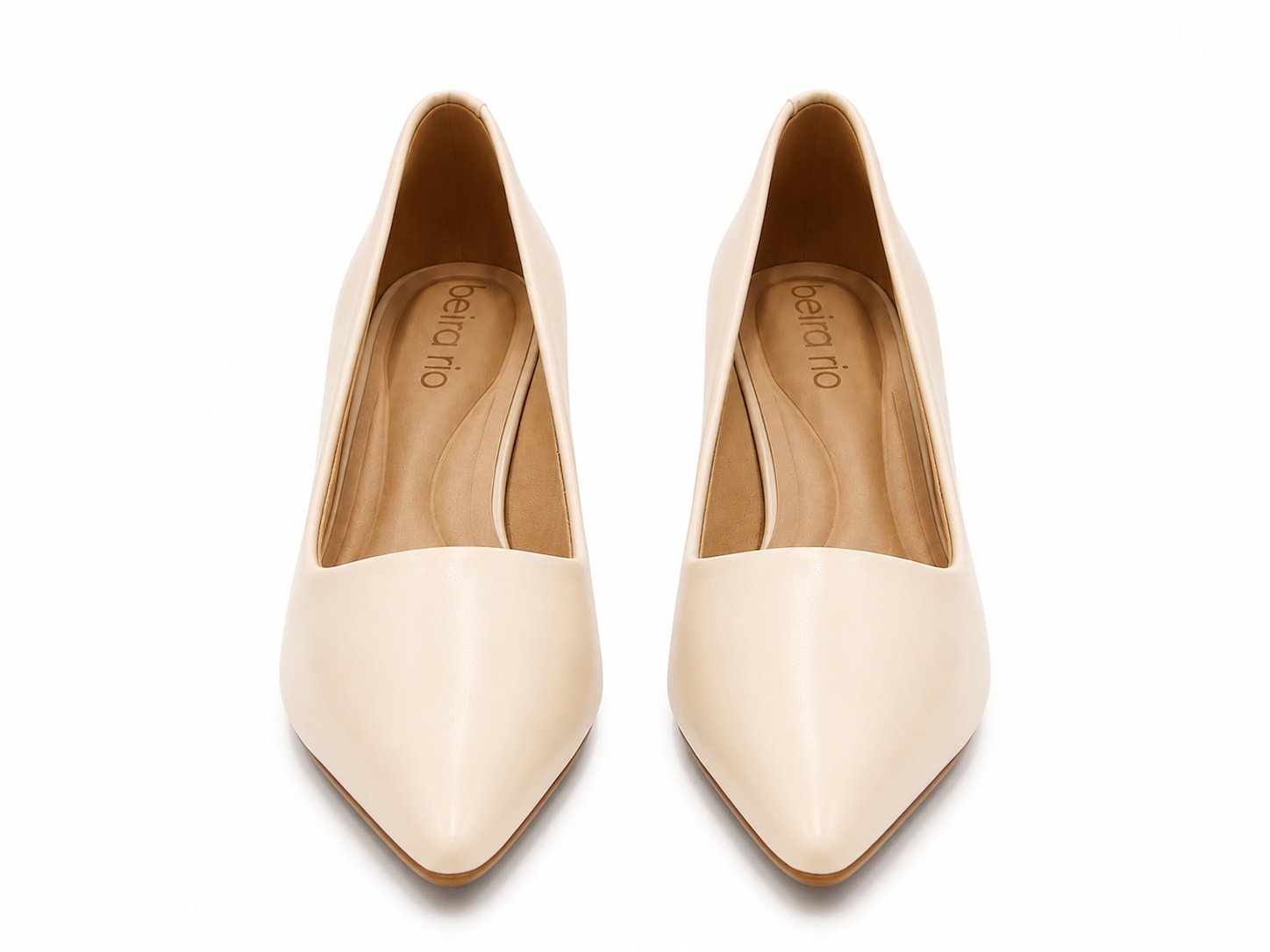 Scarpin Beira Rio Creme Salto Bloco Feminino Estilo Moderno Bege 5