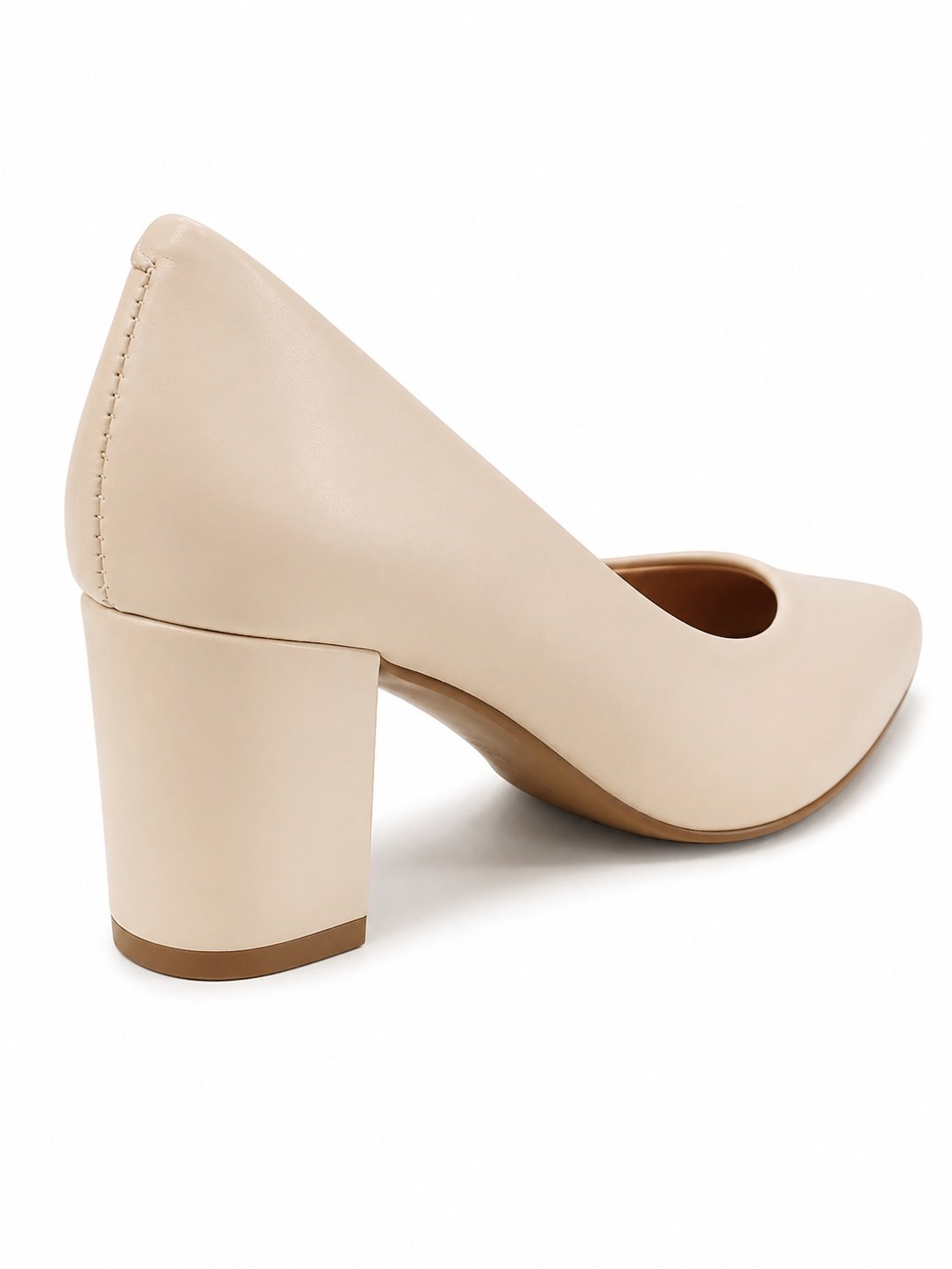 Scarpin Beira Rio Creme Salto Bloco Feminino Estilo Moderno Bege 6