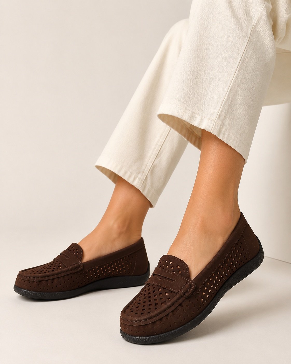 Modare Mocassim Cacau Feminino Design Perfurado Anatomico Marrom 3