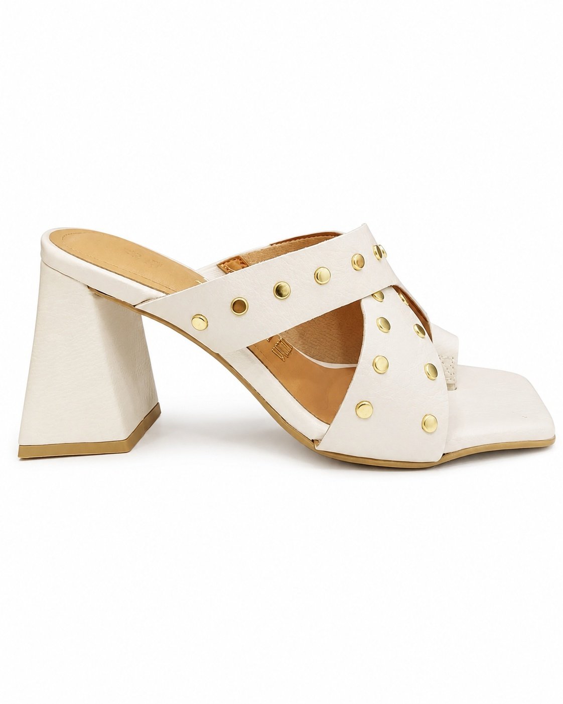 Sandalia Vizzano Off White Salto Bloco Bico Quadrado Chic Branco 4