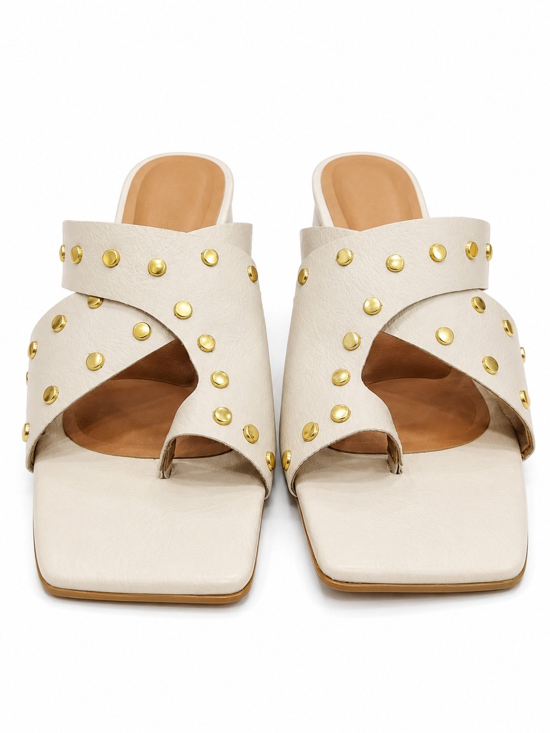 Sandalia Vizzano Off White Salto Bloco Bico Quadrado Chic Branco 5