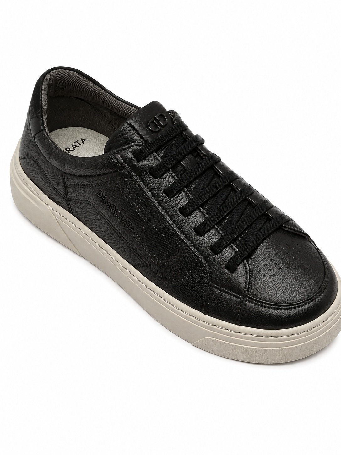 Democrata Tenis Couro Preto Masculino Design Sofisticado 