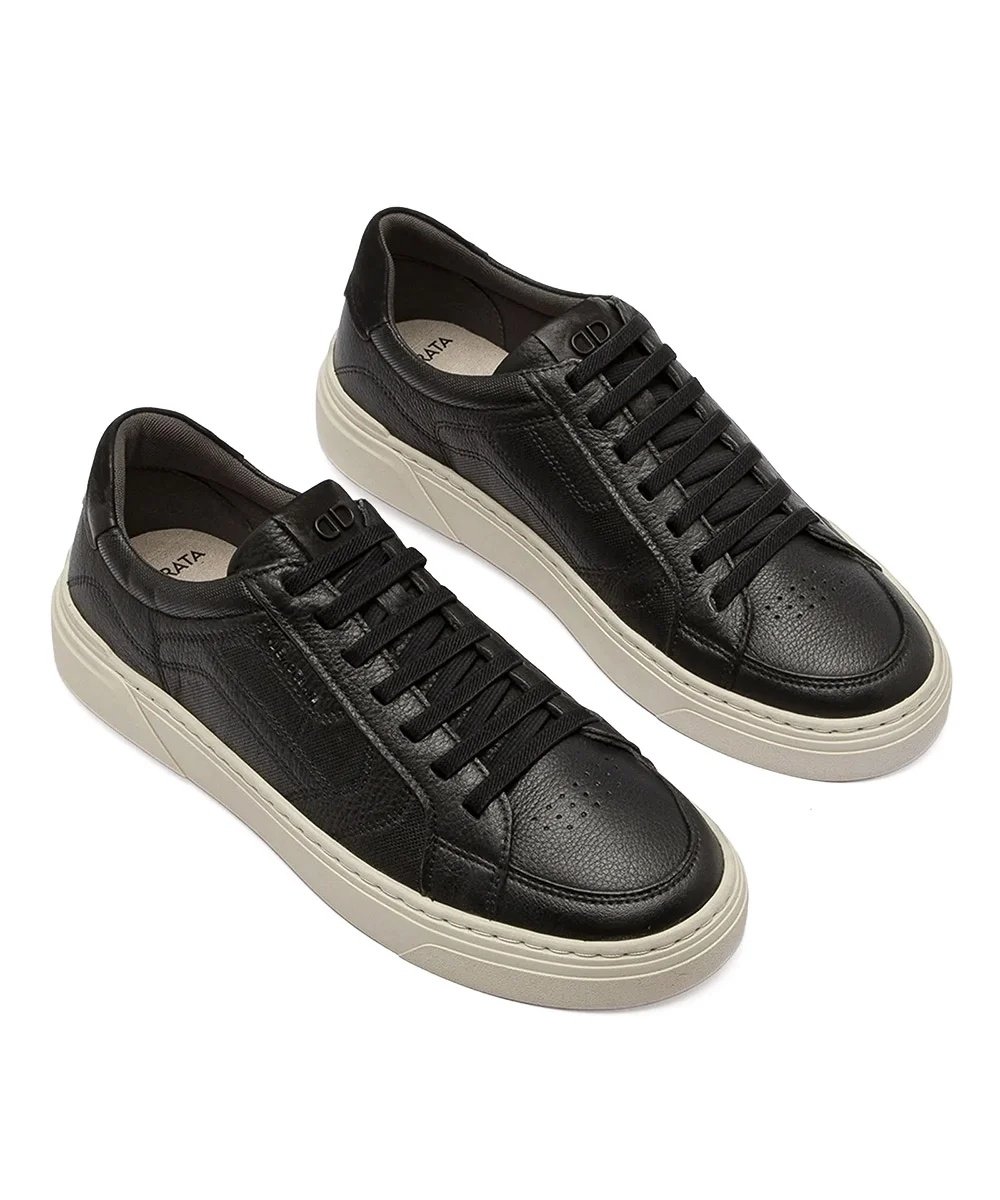 Democrata Tenis Couro Preto Masculino Design Sofisticado Preto 3
