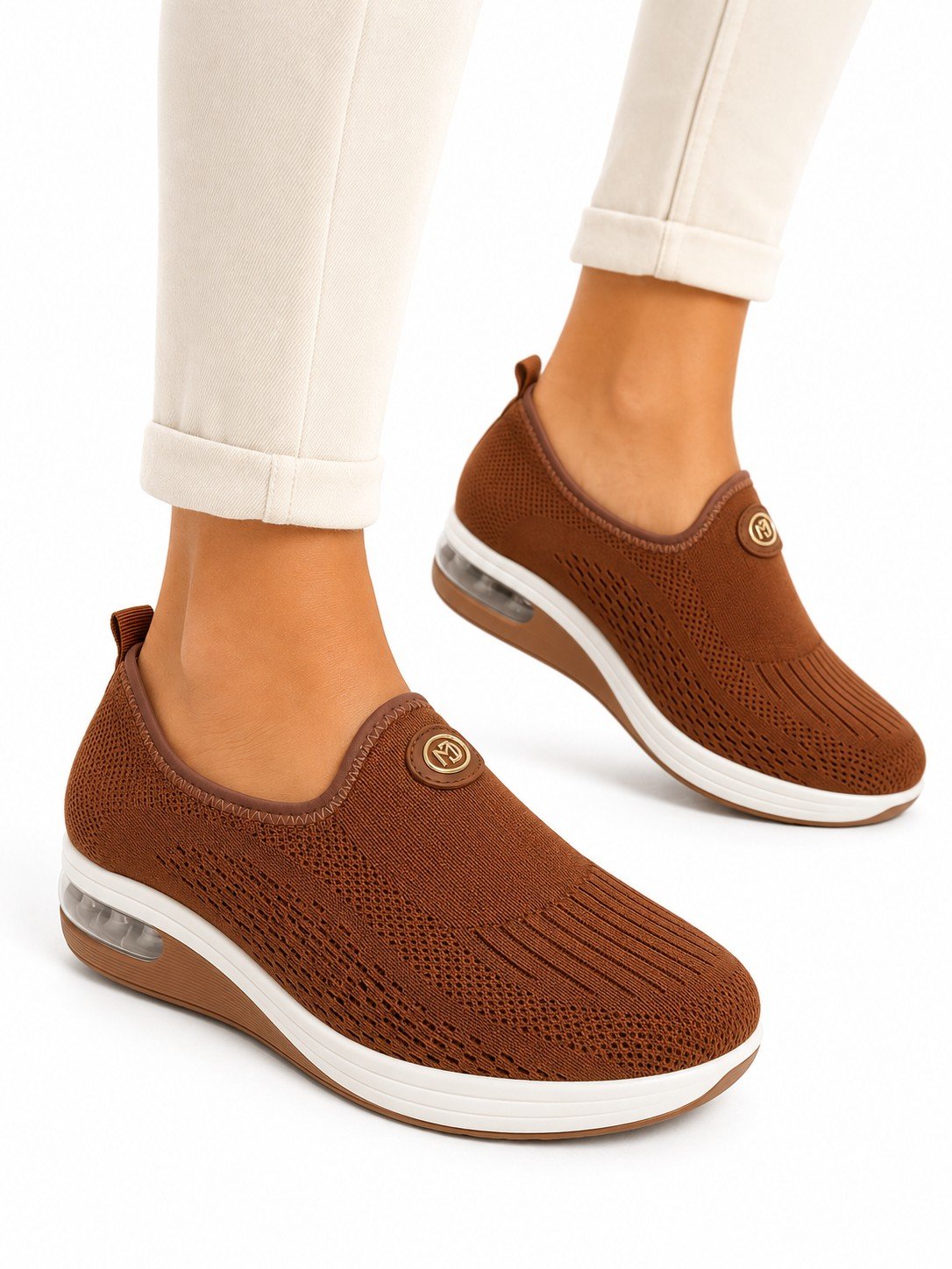 Tenis Modare Slip on Avela Malha Respiravel Conforto Diario Marrom 3