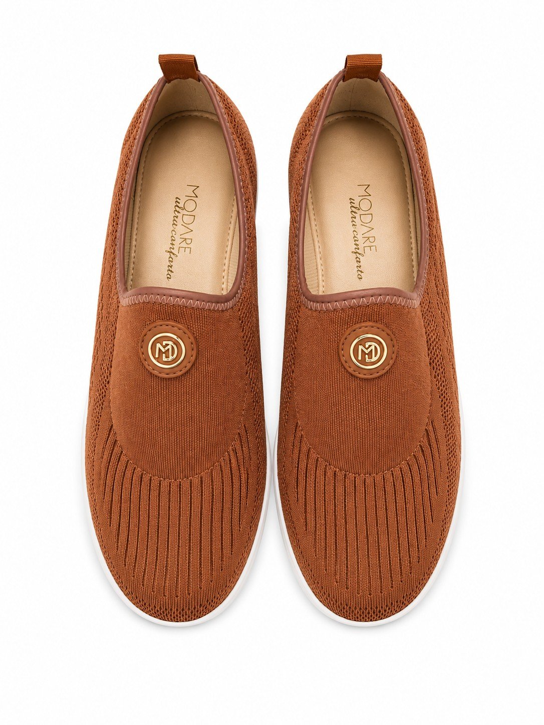 Tenis Modare Slip on Avela Malha Respiravel Conforto Diario Marrom 5