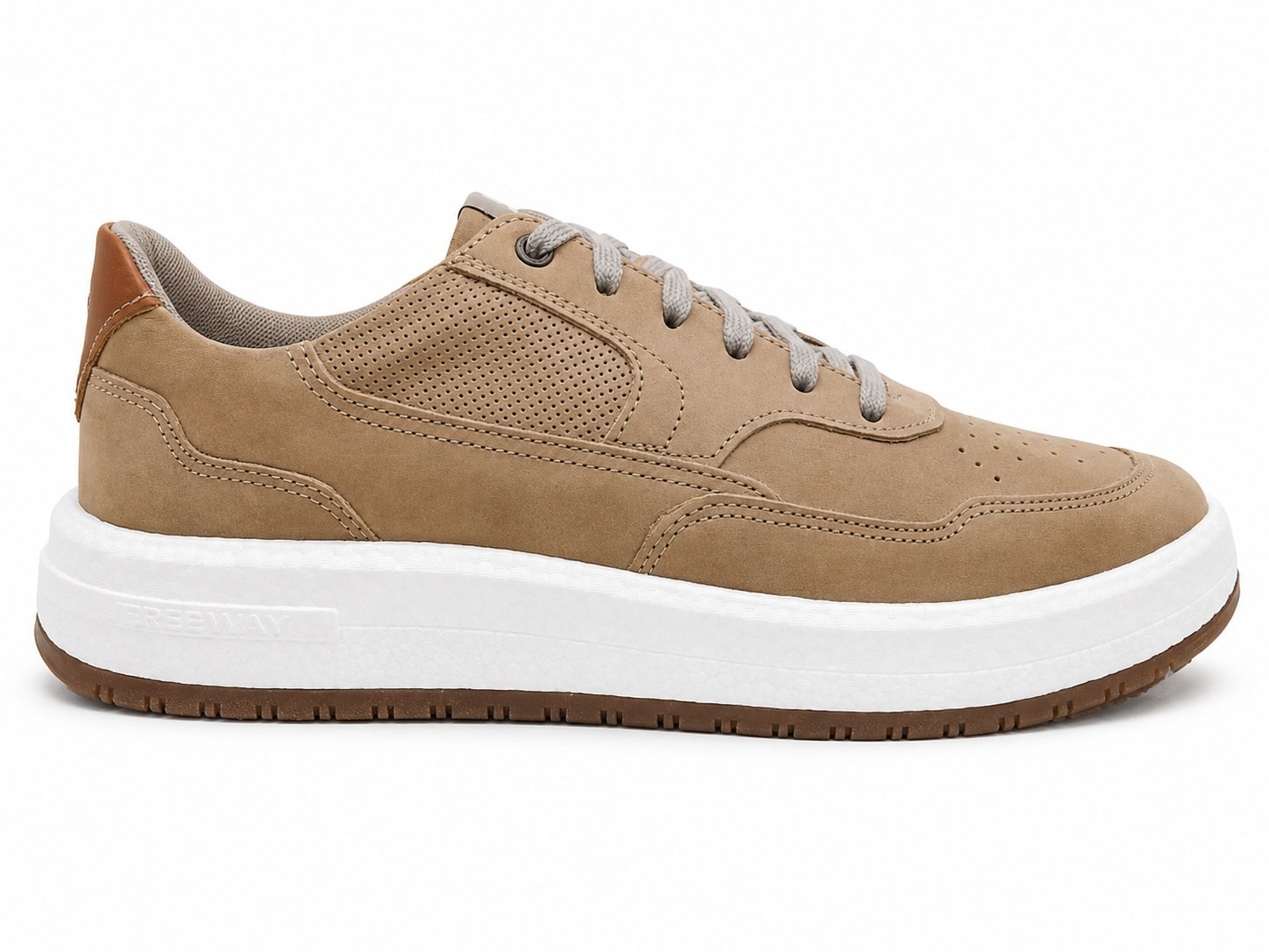 Tenis Democrata Masculino Bege Couro Casual Drake Pulse Marrom 4