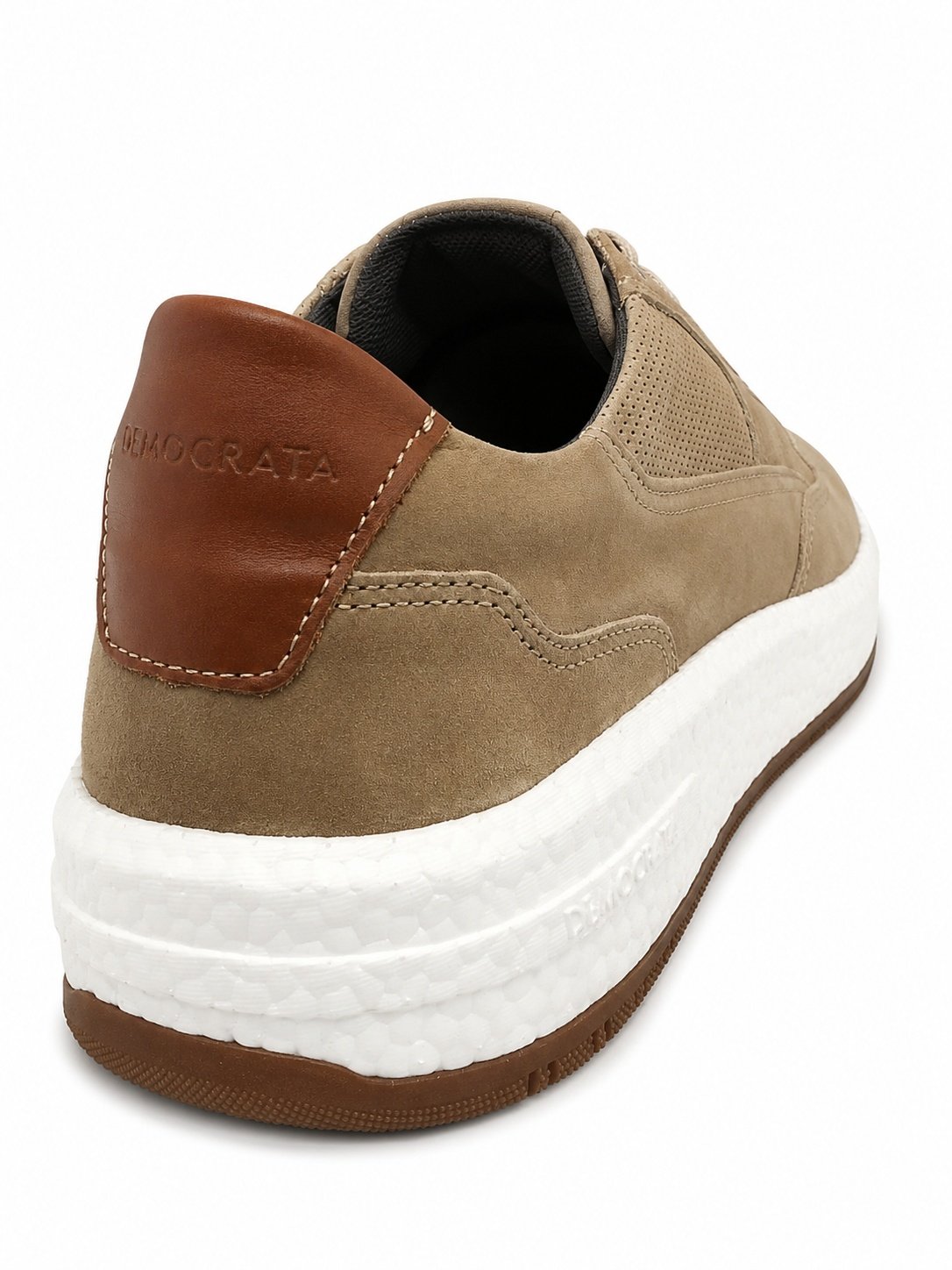 Tenis Democrata Masculino Bege Couro Casual Drake Pulse Marrom 6