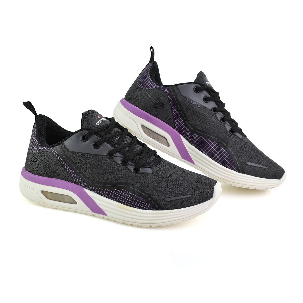 Tenis Box 200 Feminino Preto Lilas Ajuste Perfeito Conforto Branco/Preto 2