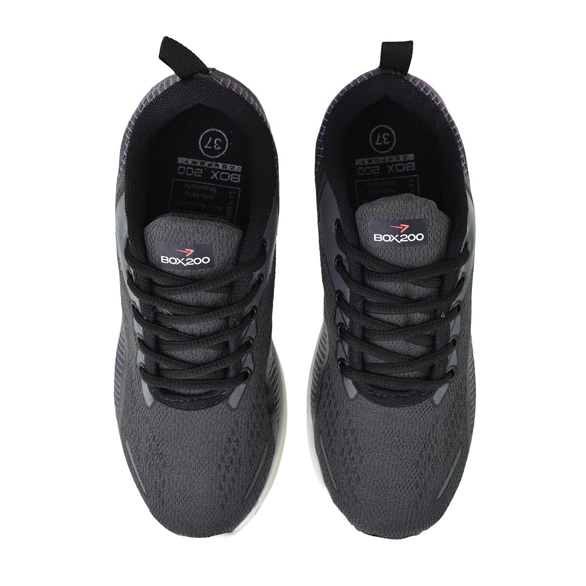 Tenis Box 200 Feminino Preto Lilas Ajuste Perfeito Conforto Branco/Preto 3
