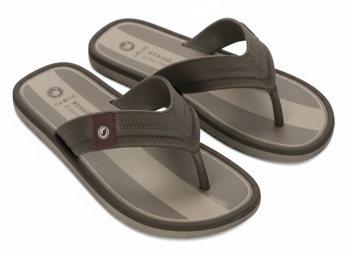 Chinelo Cartago Masculino Leve Bege Marrom Claro