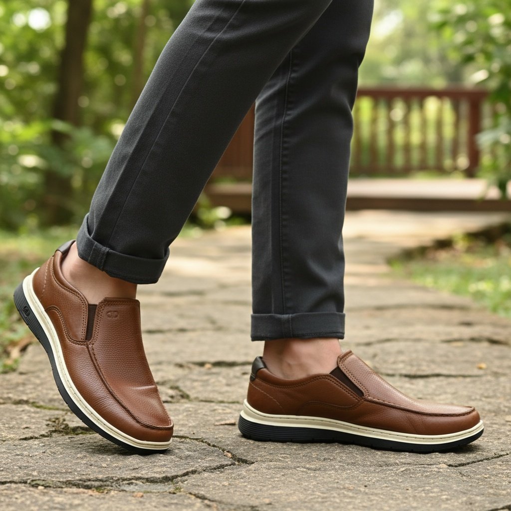 Sapato Casual Democrata Easy Leave Masculino Conhaque Couro Marrom 3
