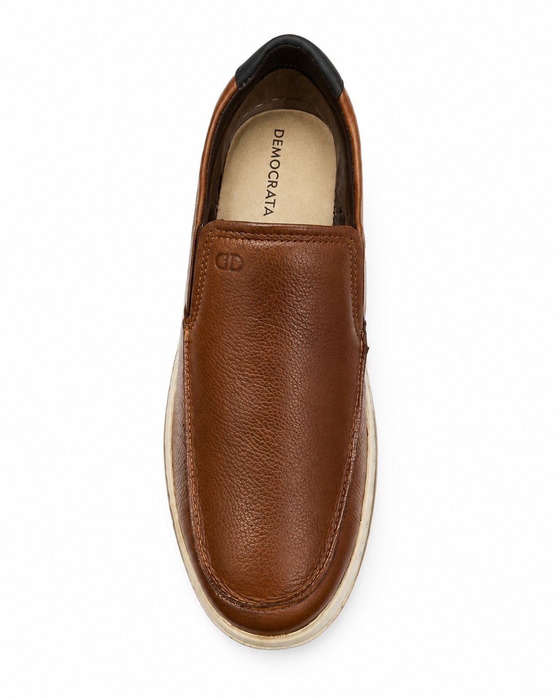 Sapato Casual Democrata Easy Leave Masculino Conhaque Couro Marrom 5