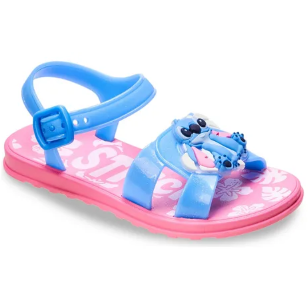Sandalia Grendene Stitch Infantil Rosa Azul Fecho Ajustavel 