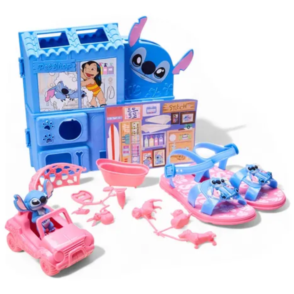 Sandalia Grendene Stitch Infantil Rosa Azul Fecho Ajustavel  Rosa/Azul 2