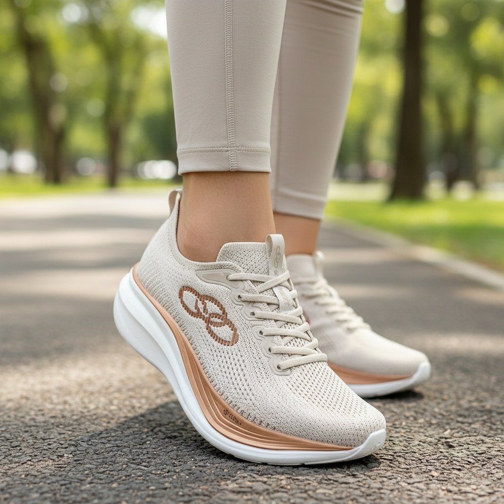 Tenis Feminino Olympikus Atalho Bege Caminhada Confortavel Bege/Marrom 2