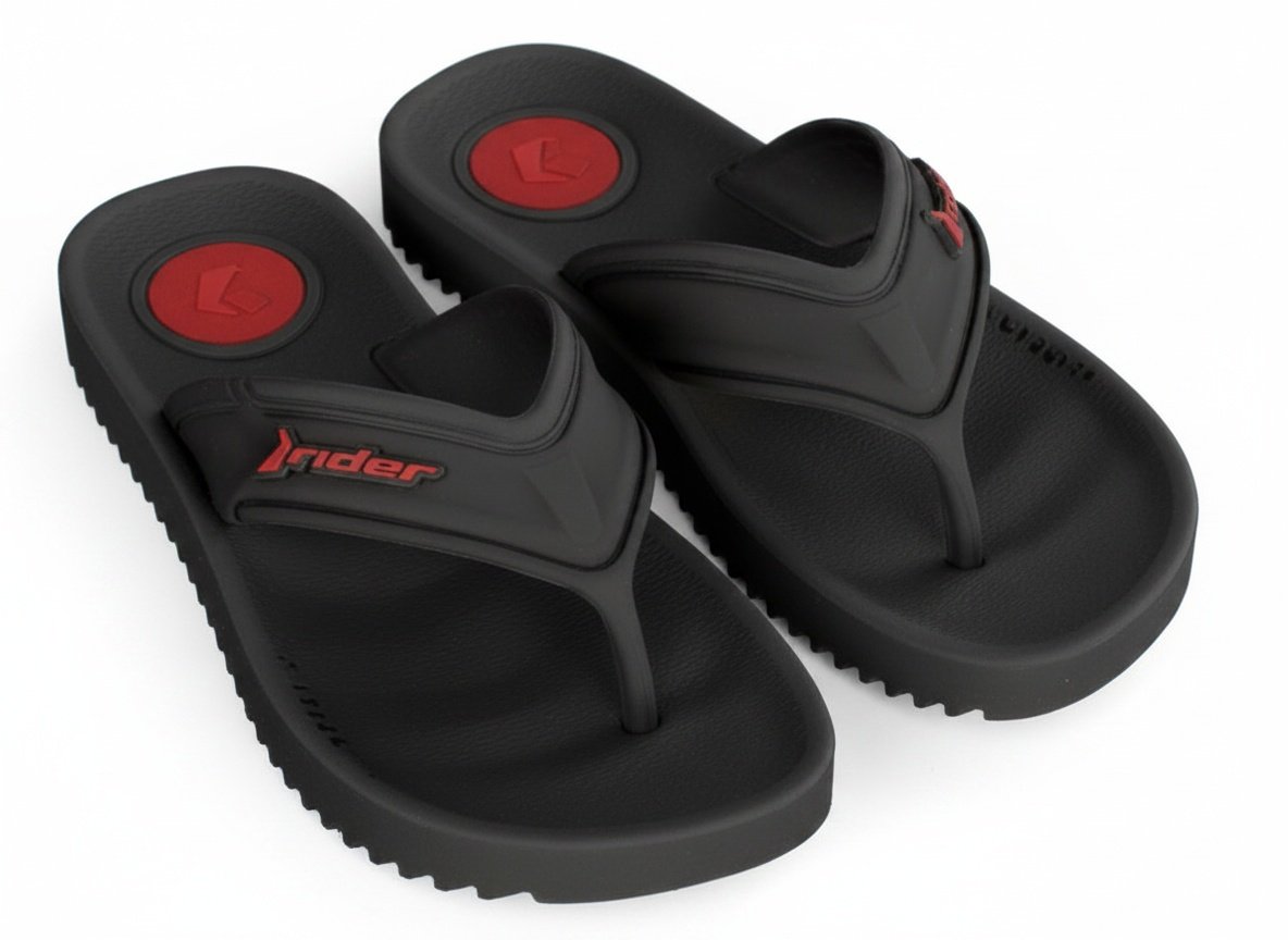 Chinelo Rider Masculino Preto Vermelho Conforto Duradouro