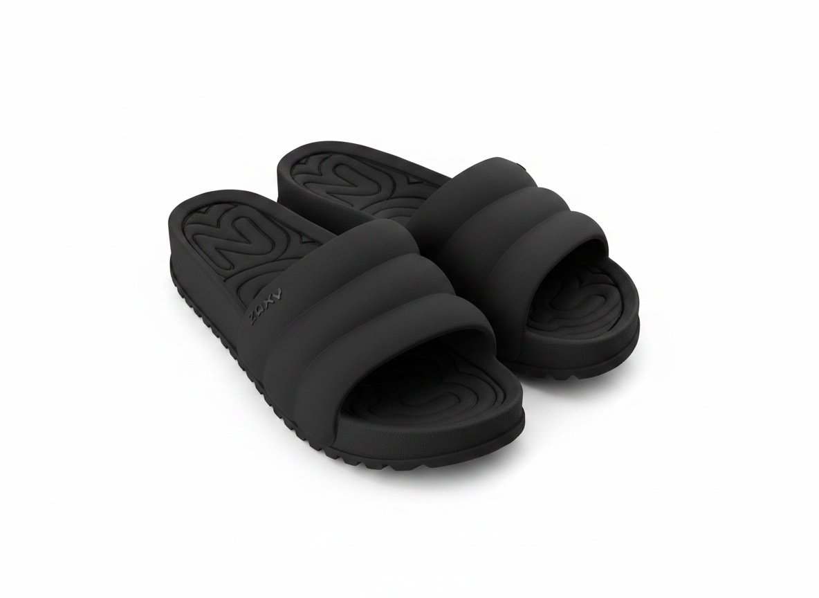 Chinelo Slide Zaxy Puff Preto Conforto Urbano Feminino